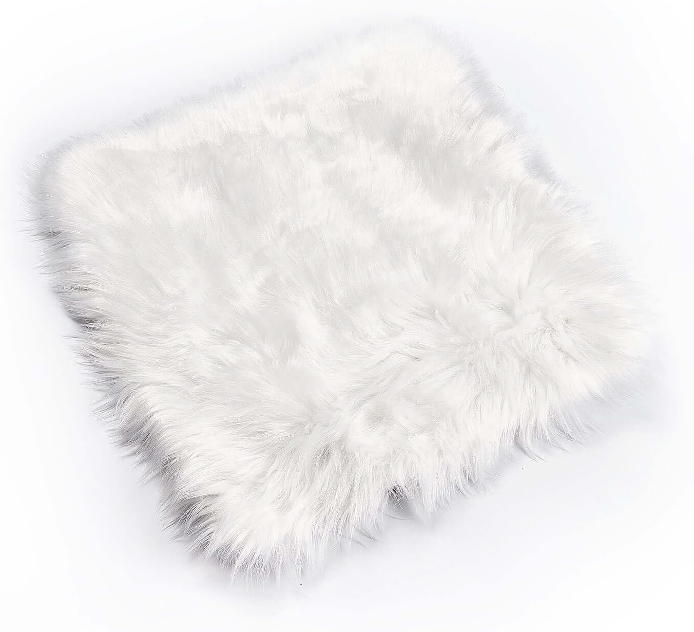Efavormart 20"x20" White Faux Sheepskin Chair Pad, Soft Faux Fur Rug Seat Cushion for Sofa Cover, Bedside Runner, Living Room, Modern Decor Mat