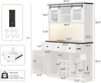 71" Pantry Bar Cabinet with Internal Storage Rack,Kitchen Cabinet with Hutch,Sliding Door, Power Outlet, Pegboard, Wine & Glasses Rack, 3 Drawers, Coffee Bar Storage Cabinet