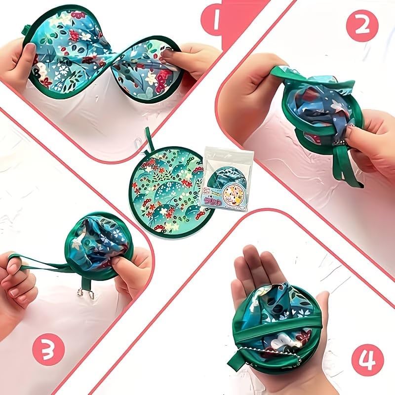 4pcs Vintage Folding Fan, Portable 8.26Inches Mini Round Fan, Ideal Gift for Valentine's Day, Birthdays, and Parties, a Daily Essential,Blue + Red + Pink + Green