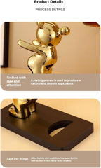 Decorative Wine Bottle Holder Stand, Gold and Silver Bear Figurines, 8.5 x 4 x 6.3 Inches, Set of 2,small wine rack,wine racks countertop,wine decor,gold wine rack,gift for wine lover,liquor display.