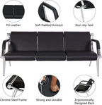 Kinfant Waiting Room Chair- Office Reception Furniture with Armrest and PU Leather Cushion, Office Guest Chair for Waiting Room Airport Hospital Bank Lobby, Black (2 Seat+3 Seat*2), 8 Seats-style1