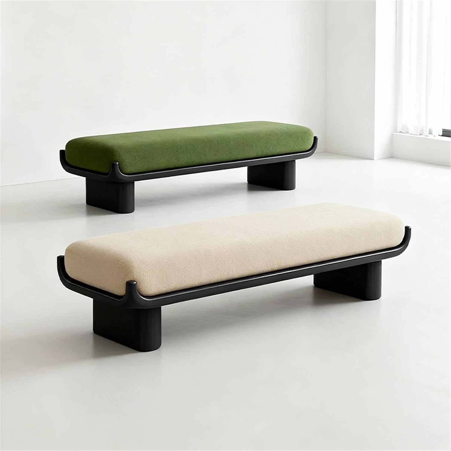 Modern Wooden and Fabric Long Shoe-Changing Bench for Living Room and Bed end Entryway(XL)