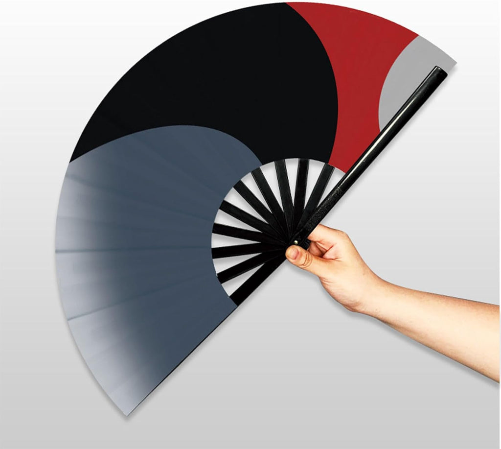 1Pc Large Folding Hand Fan Retro Cloth Fabric Chinese for Men/Women Festival, Dance, Gift Chinese