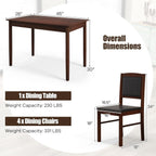 NAFORT 5 Piece Dining Table Set for 4, Farmhouse Solid Wood Kitchen Table Chairs Set of 4, Mid-Century Modern Dinette Set w/Upholstered Dining Chairs, 4 Seat Dining Room Table for Kitchen,Office
