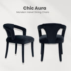 Modern Black Dining Chairs Set of 4, Velvet Upholstered Boucle Dining Chair with Arms, Accent Side Chair for Kitchen & Dining Room Living Room Restaurant Reception