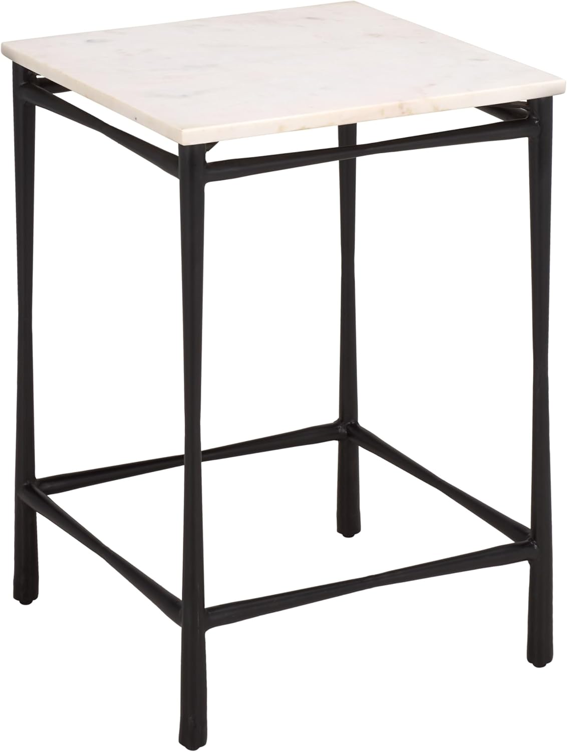 SAFAVIEH Furniture - Nadezhda Accent Table - White & Black - Marble Top Metal Side Table - Square Top Modern Design - Fully Assembled - Ideal for Living Room, Bedroom, 16"W x 16"D x 24"H (ACC3756A)