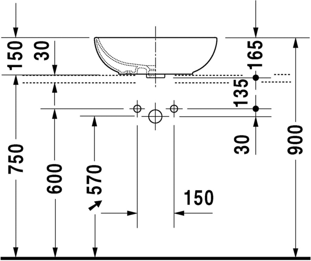 Duravit Foster Above-Counter Bathroom Sink 0335500000 White