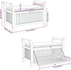 Garden Storage Bench with Cushion, Wooden Storage Bench for Porch Backyard Poolside, 35.8"x19.7"x23.6",-912