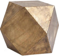 Pemberly Row Hexagonal Brass Metal Plated End/Side Table, 26"x18.5", Antiqued Bronze Finish with Nail-Head Detailing, Durable Iron Construction, Versatile Use as Stool or Accent Table for Living Room