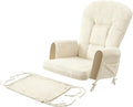 Boshen 5PCS Glider Rocker Replacement Cushions with Storage Side Pockets, Thickened 3.5IN Seat & Supportive Striped Plush Rocking Chair Cushion Set with Ottoman Cover for Indoor Nursery, Beige