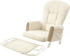 Boshen 5PCS Glider Rocker Replacement Cushions with Storage Side Pockets, Thickened 3.5IN Seat & Supportive Striped Plush Rocking Chair Cushion Set with Ottoman Cover for Indoor Nursery, Beige