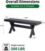Outdoor Bench 500LBS, HIPS Poly Lumber 2-Person Garden Bench, Weatherproof Won't Rot or Fade, Wood Grain Patio Bench for Garden, Porch, Backyard and Park – Black