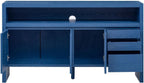 60" 3-Door Sideboard with 3 Drawers - Semi-Open Shelf & Center Semi-Circular Cutout in Back Panel, Large Storage Cabinet for Living Room, Hallway, Dining,for Kitchen