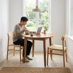 ARROWSTONE Nakina Solid Acacia Wood Round Dining Table, Ideal for Dining Room, Kitchen, Living Room