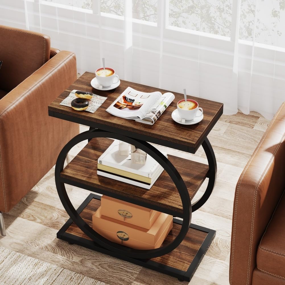 End Table, Small End Table, Living Room End Table, Modern End Table, Living Room & Bedroom, Easy to Assemble,Brown,23.62"x11.81"x 25.59"