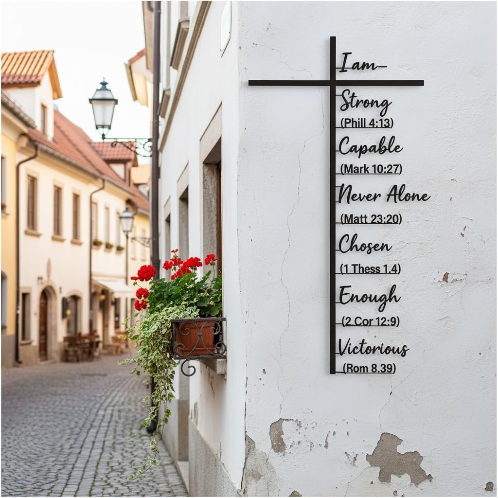 Elegant Metal Cross Wall Art with Scripture, Scripture-Engraved Faithful Design for Peaceful Living Spaces, Metal Crosses Jesus Wall Art Decor for Home Church (19.69 inches)