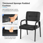 BestOffice Office Guest Chairs Set of 2 Reception Chairs Conference Chairs with Arms Lumbar Support Stack Cushion Seat Meeting Chair PU Leather Office Chair Without Wheels (Black)
