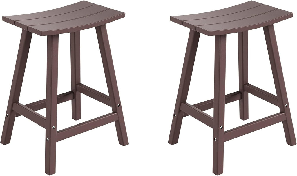 WestinTrends Malibu 2 Piece Set of 29 Height Outdoor/Patio Saddle bar stools, Dark Brown
