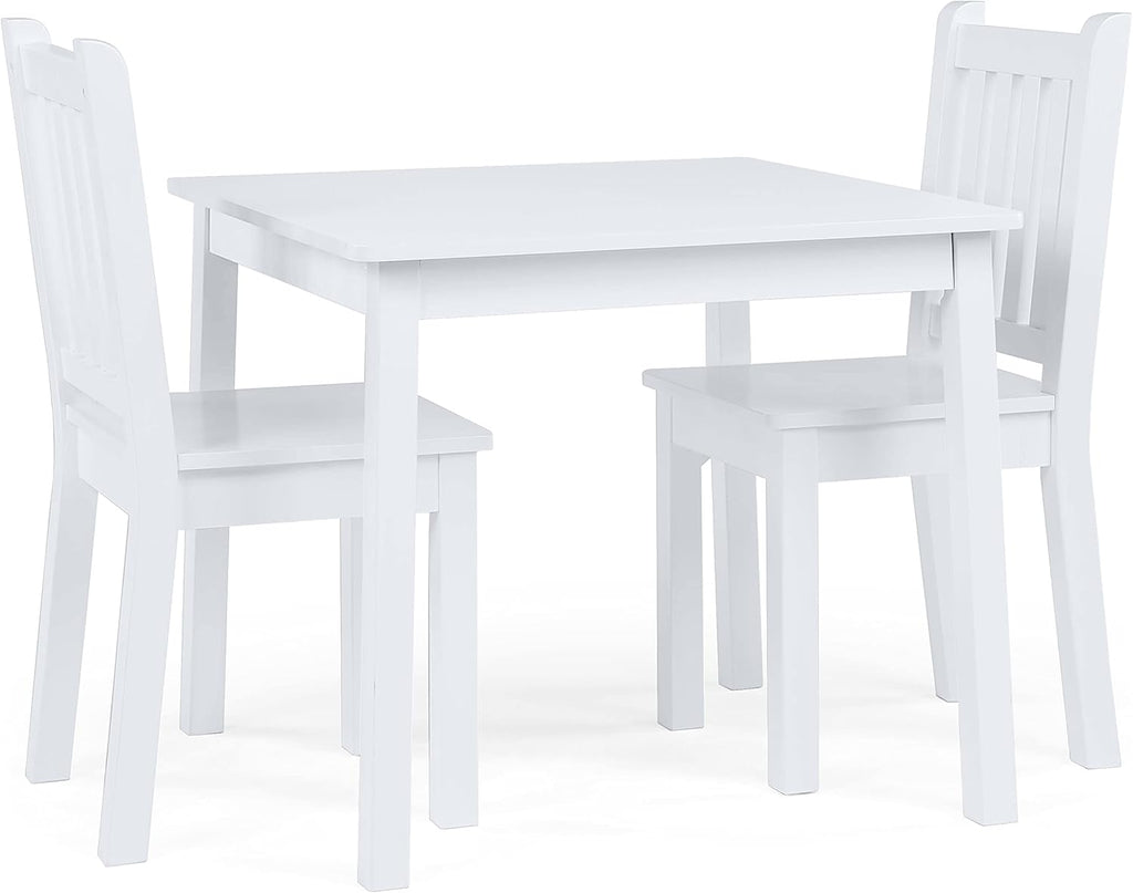 Humble Crew Kids Table and Chair Set, Toddler Activity Table with 2 Chairs for Play, Crafts, Snacks & Learning, Wooden Kids Furniture for Playroom & Bedroom, White