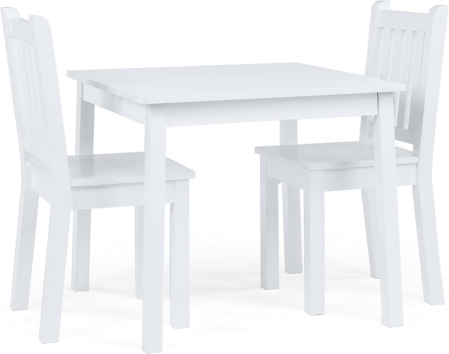 Humble Crew Kids Table and Chair Set, Toddler Activity Table with 2 Chairs for Play, Crafts, Snacks & Learning, Wooden Kids Furniture for Playroom & Bedroom, White
