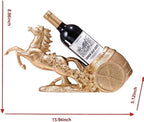 Horse Sculpture Resin Wine Bottle Holder - Tabletop Kitchen Decor, Decorative Storage Organizer for Home Bar Cellar, Unique Gift for Men Women Housewarming, Holds 1 Standard Bottle (B)