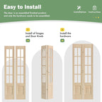 Bifold Doors for 42"×80"(Double 21inx80in) Opening, Clear Glass French Interior Folding Barn Door with Concealed Hardware Kit Included, Support DIY Dyeing, Preassembled Door, Save Space