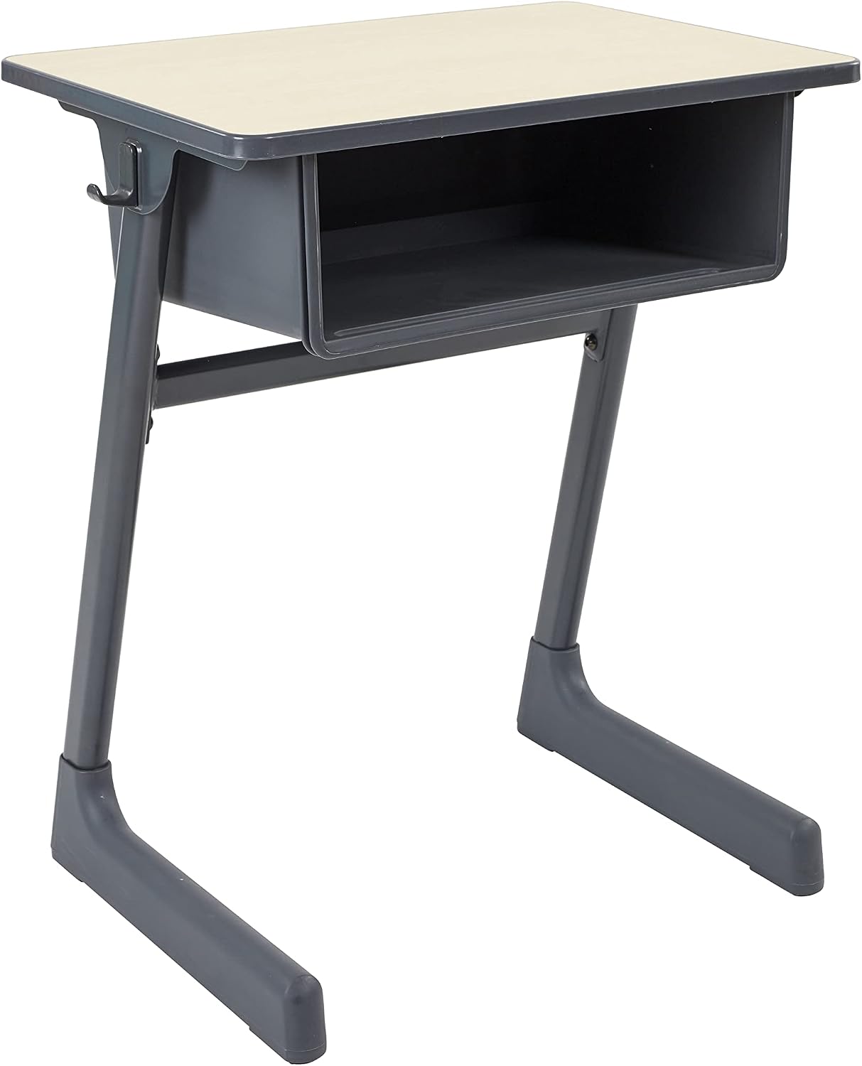 ECR4Kids Cave Open Front Desk with Plastic Book Box, Classroom Furniture, Maple/Black