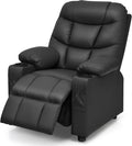 MAT EXPERT Kids Recliner, Leather Adjustable Reading Gaming Chair w/ 2 Cup Holder, 3 Side Pocket Storage & Footrest, Kids Couch Toddler Lounge Chair for Boys Girls, Kids Room Playroom Nursery (Black)