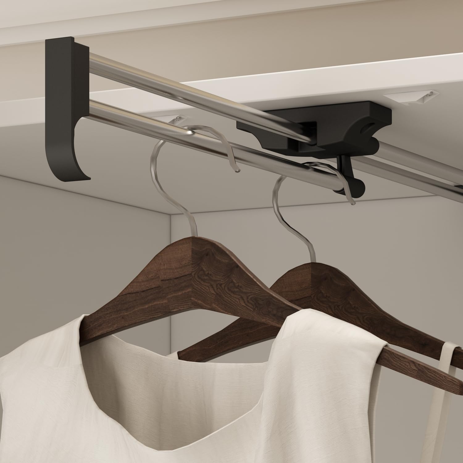 Wardrobe Armoire Closet with Mirror, 2 Door Wardrobe Cabinet with 2 Drawer & Extendable Hanging Rod, Bedroom Armoire Cabinet Clothing Organizer, Type A White (35.5" W x 15.8" D x 70.8" H)