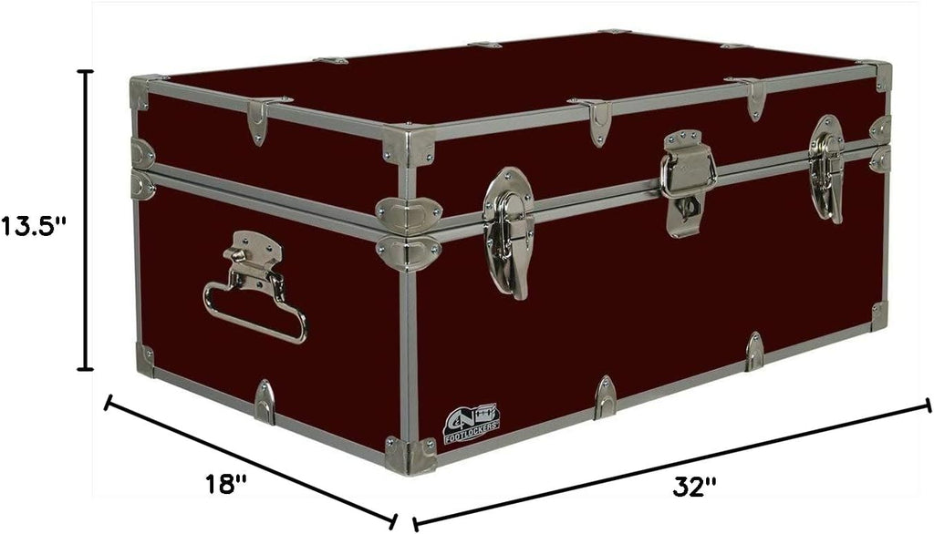 C&N Footlockers - Full-Size Happy Camper Trunk - #1 Summer Camp Trunk - Made in the USA - Steel Footlocker with Lid Stay - 32 x 18 x 13.5 Inches (Maroon)