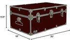 C&N Footlockers - Full-Size Happy Camper Trunk - #1 Summer Camp Trunk - Made in the USA - Steel Footlocker with Lid Stay - 32 x 18 x 13.5 Inches (Maroon)