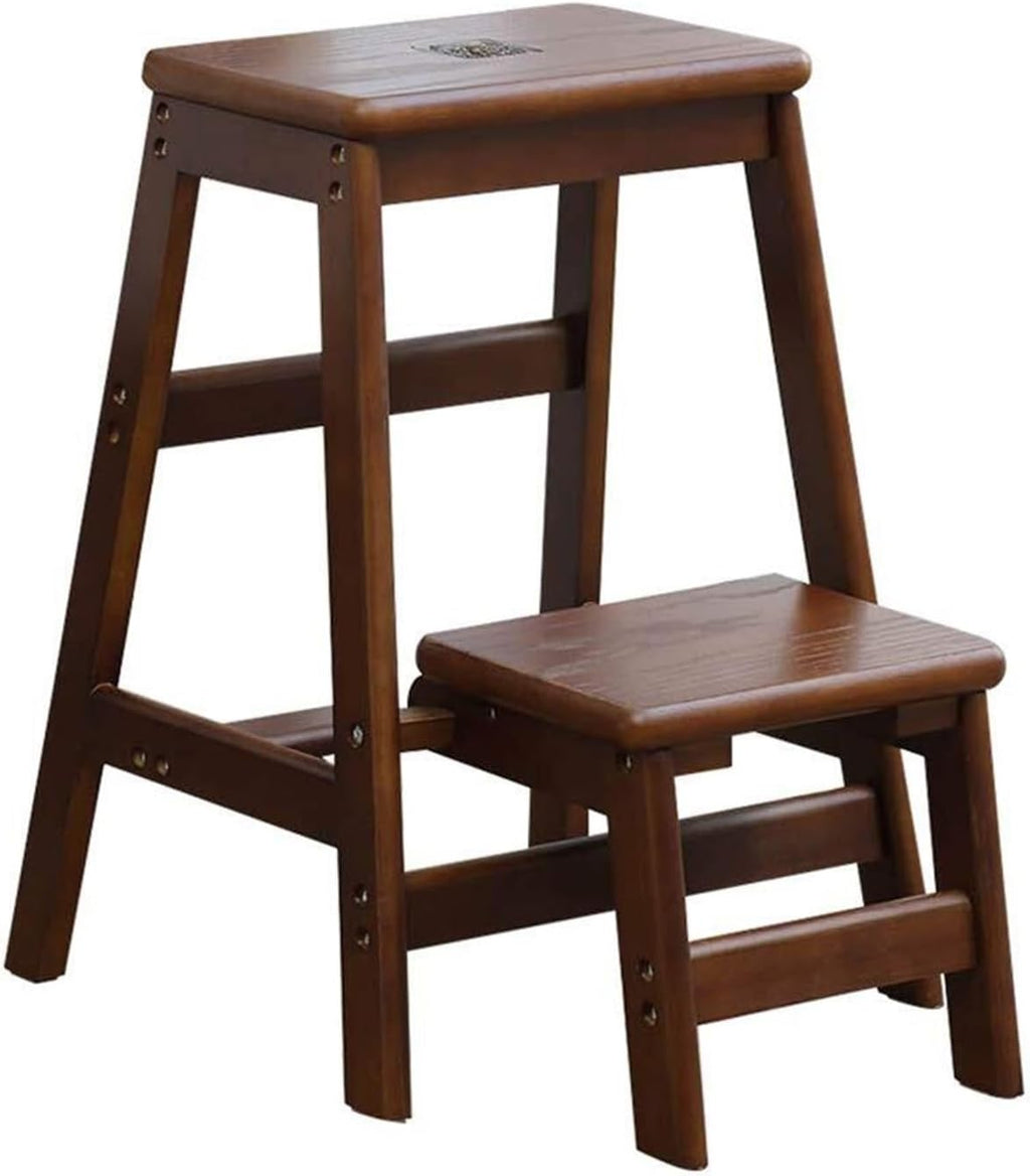 Step Stool 2-Step Wood Folding Stepladder & Step Stool - Lightweight Anti-Slip Pedal Design for Home Garden DIY - 150kg Capacity