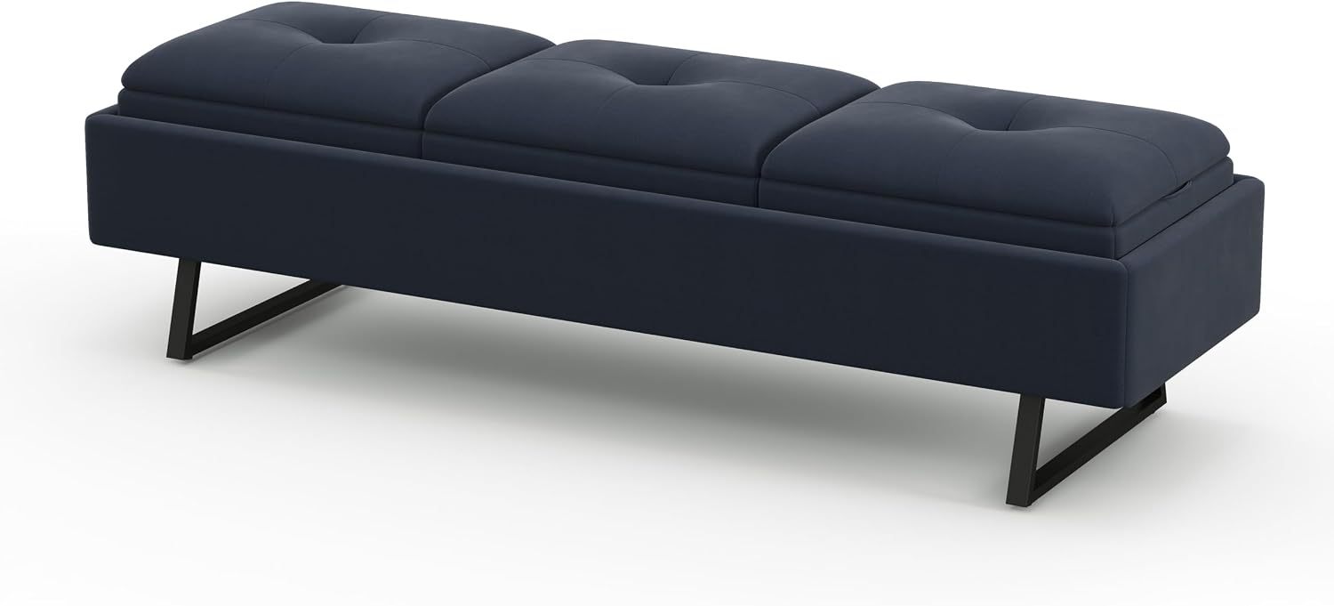 AIIT 3-Seat Waiting Room Bench - Reception Chairs with Thickened Seat & Storage Space, Waiting Room Bench Lobby Chairs for Office Entryway Living Room, Navy Blue