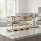 4-Tier Wine Rack Countertop, 14 Bottles Wooden Wine Holder Inserts for Cabinet, Freestanding Wine Shelf Storage Organizer for Bar or Pantry