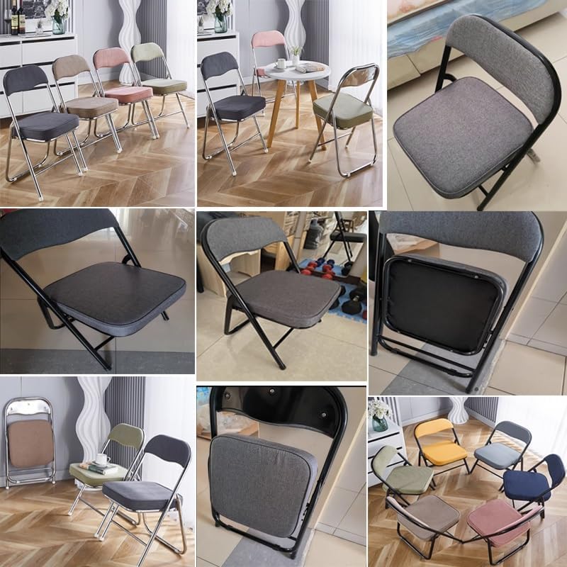Foldable Chair with Ergonomic Backrest, Comfortable Corduroy Seat, Thick Sponge Cushion, Quick 3-Second Fold for Home Office School, Space-Saving(Pink+Silver)