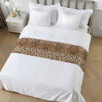 Farmhouse Brown Tan Leopard Print Bed Runners for Bedroom Hotel,Decorative Bedding Scarf Abstract Wild Animal Texture Bed End Blanket Bedding Runner Scarves for California King Size Beds,102x20in