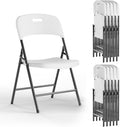 Folding Chairs, 600lbs Capacity, Heavy-Duty Commercial Stackable Plastic Foldable Chairs for Indoor/Outside, Office, Kitchen, Party, Patio(White, 10 Pack)