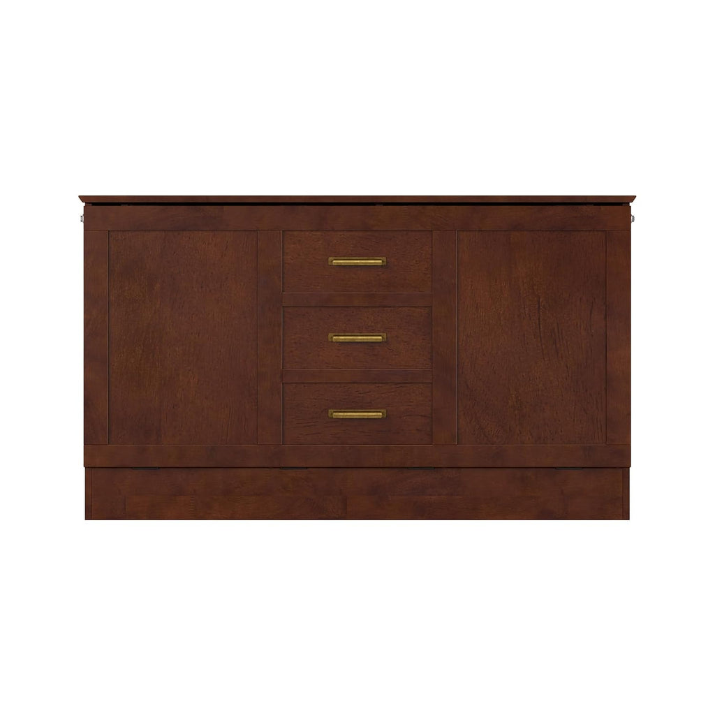 AFI, Charleston Queen Wood Murphy Bed Chest with 6" Mattress, Walnut