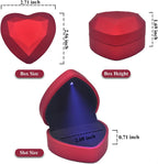 Luxury LED Lighted Ring Box - Heart Shaped Elegant Red Ring Case for Wedding Rings, Perfect for Engagement, Proposal, Anniversary, Ceremony, and Gift Giving