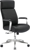 Realspace® Modern Comfort Modee Vegan Leather High-Back Executive Office Chair, Black/Chrome, BIFMA Compliant