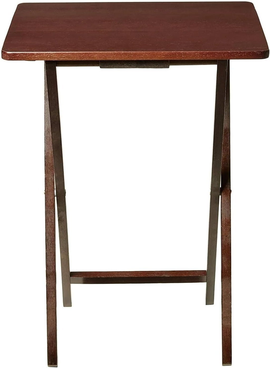Folding TV Tray Table for Indoor Use, 1-Piece Rubberwood in Walnut or Natural Finish, 19" x 14.5" x 26" Snack Bed Desk,Space-Saving 1-Piece Snack Table, Bedside or Laptop Stand(Walnut)