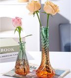 Glass Bud Vases Set of 5, Decorative Glass Bottles, Retro Gradient Color | Mini Vases for Tabletop Centrepiece Decor, Wedding Party Reception, Home Dining, Cafe, Restaurant(Orange to Green)