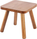 9.5 Inch Small Wooden Stool, Natural Wood Foot Stool with Non Slip Pads, Compact Square Stool for Bathroom Bedroom Entryway Plant Stand Shoe Changing
