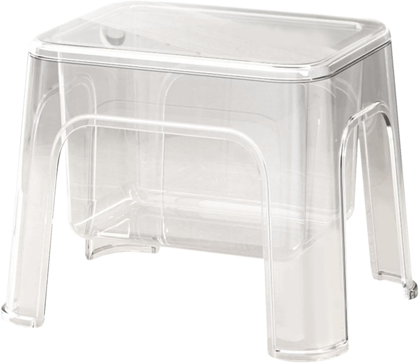 Step Stool Footstool Storage Ottoman Shoe Changing Stool for Laundry Household Bedroom, Clear