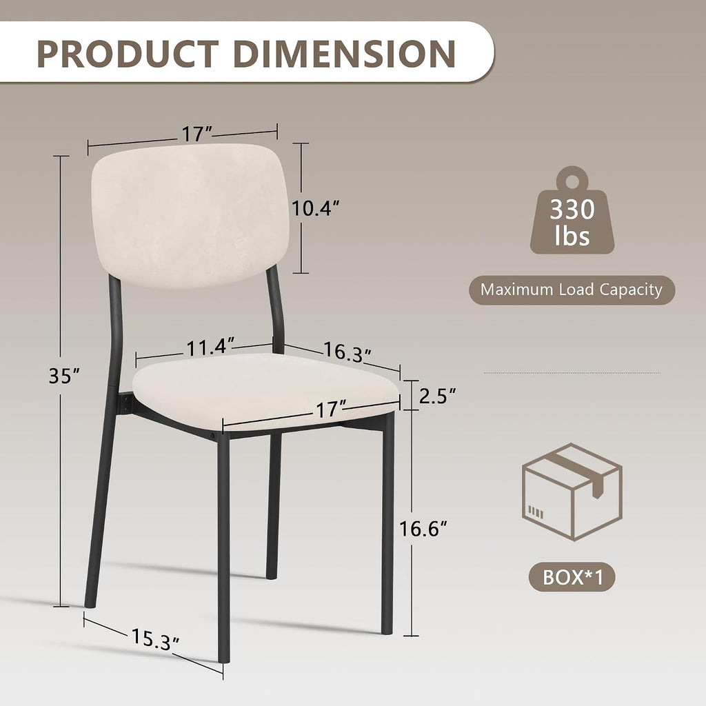 Einhomn Upholstered Dining Chairs Set, Modern Stackable Dining Room Chairs with Soft Velvet Backrest, Kitchen Chairs with Sturdy Metal Legs for Living Room, Restaurant, Set of 2,Cream Beige