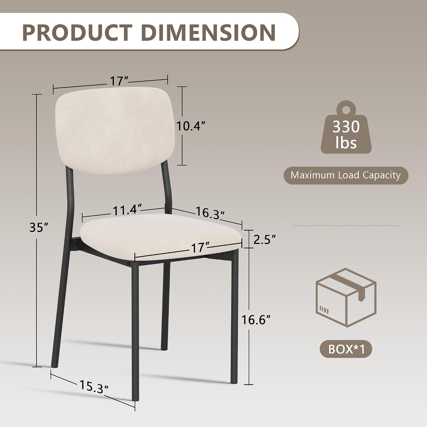 Einhomn Upholstered Dining Chairs Set, Modern Stackable Dining Room Chairs with Soft Velvet Backrest, Kitchen Chairs with Sturdy Metal Legs for Living Room, Restaurant, Set of 2,Cream Beige