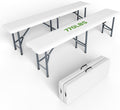 6FT Folding Bench - Heavy Duty 770lbs Capacity, Safety Locking Button & Wider Carrying Handle, Foldable Portable Bench for Outdoor, Picnic, Storage, Camping - White, 2 Pack
