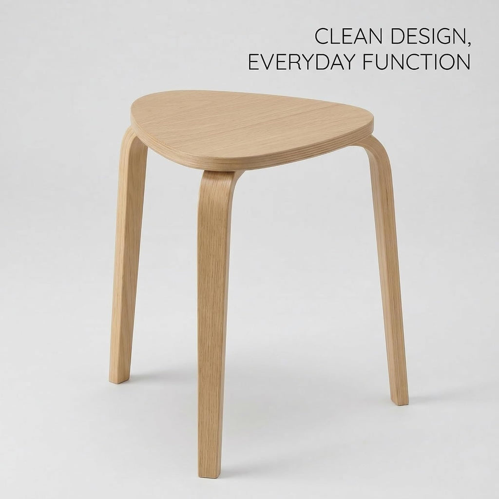 Modern Scandinavian Wooden Stool, Minimalist Round Side Table, Small Accent Table for Living Room, Bedroom, Entryway, Plant Stand, Lightweight Decorative Stool