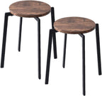 Yamazen FASS-3345ABR/SBK*2 Stacking Stool, Width 13.2 x Depth 13.2 x Height 17.7 inches (33.5 x 33.5 x 45 cm), Round, Antique Style, Finished Product, Antique Brown/Black, Set of 2