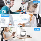 Ergonomic Gaming Office Chair - High Back Executive Computer Chair with Lumbar Support & Flip-Up Arms, PU Leather Adjustable Swivel Chair for Women/Men, Height Adjustable Massage Desk Chair (White)